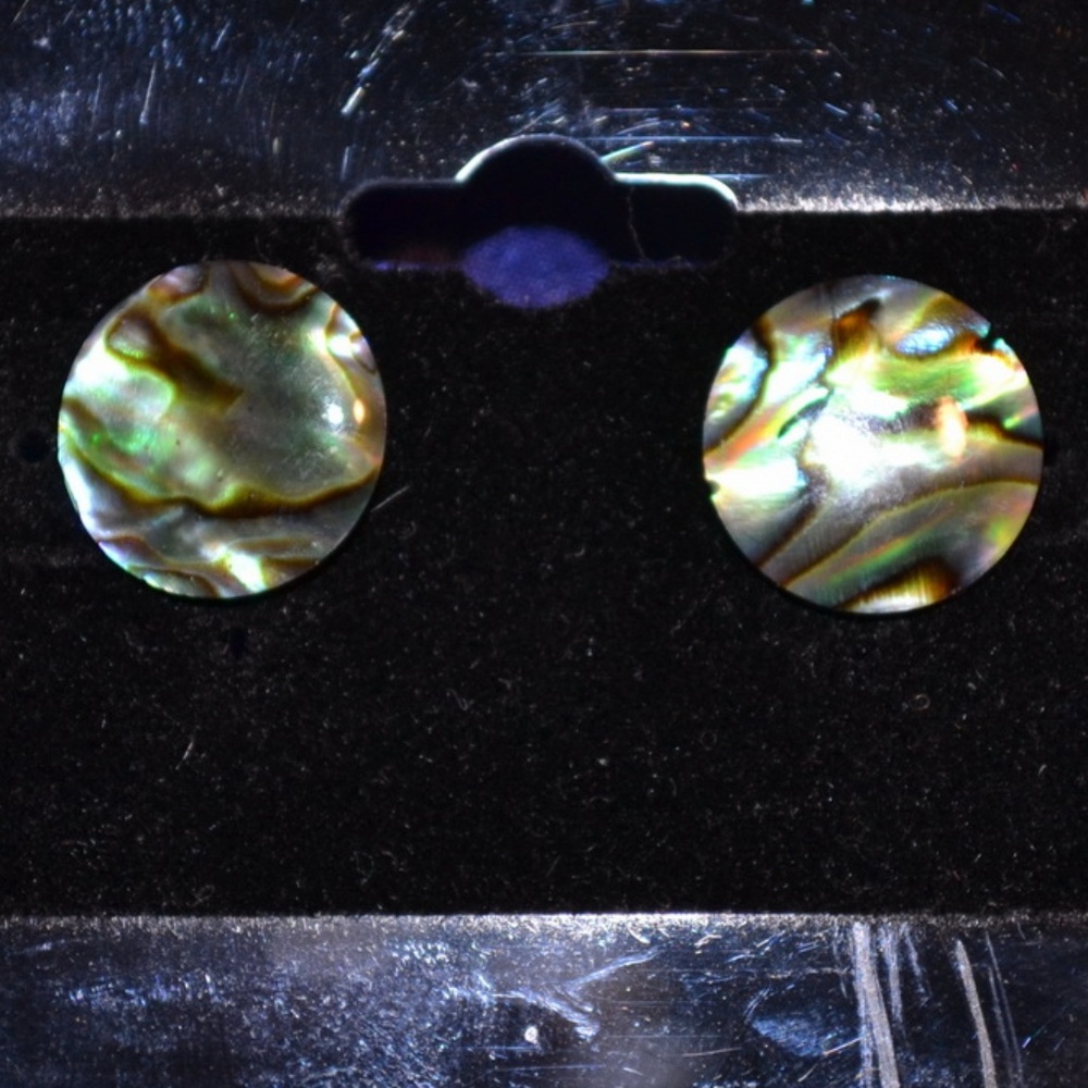 2 Pairs of Green Paua Shell Post Earrings